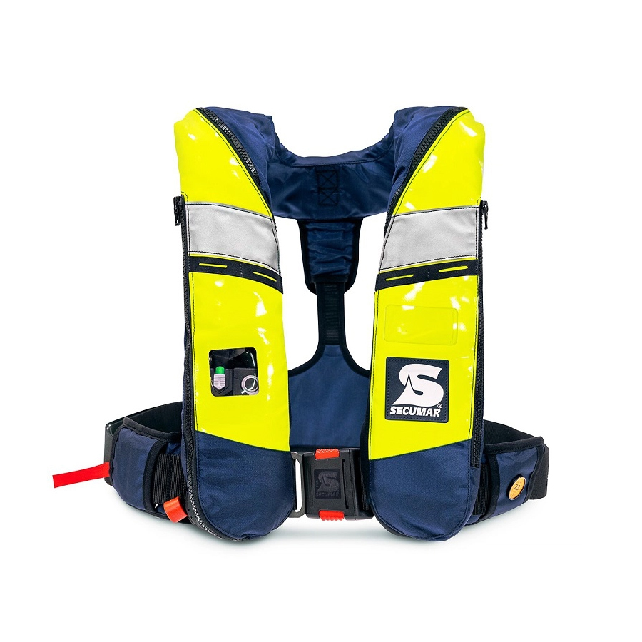 SG05481 Secumar Sierra 300 Neon Automatic Life Jacket The SIERRA 300 are its low weight and particularly comfortable fit. It has been developed for universal use with long wearing times. There is also a pocket for a name tag in the front area. A unique fit with an ergonomically shaped shoulder area ensures optimal freedom of movement.